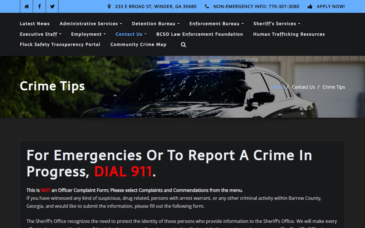 Barrow County arrest records crime tips and wanted person information