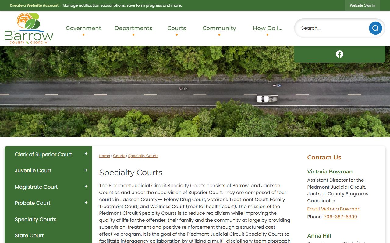 Barrow County court dockets specialty courts page