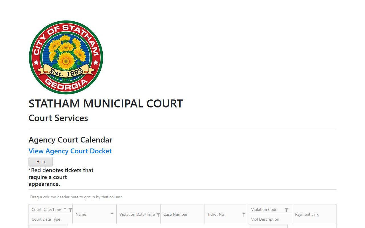 Barrow County court dockets Statham municipal calendar