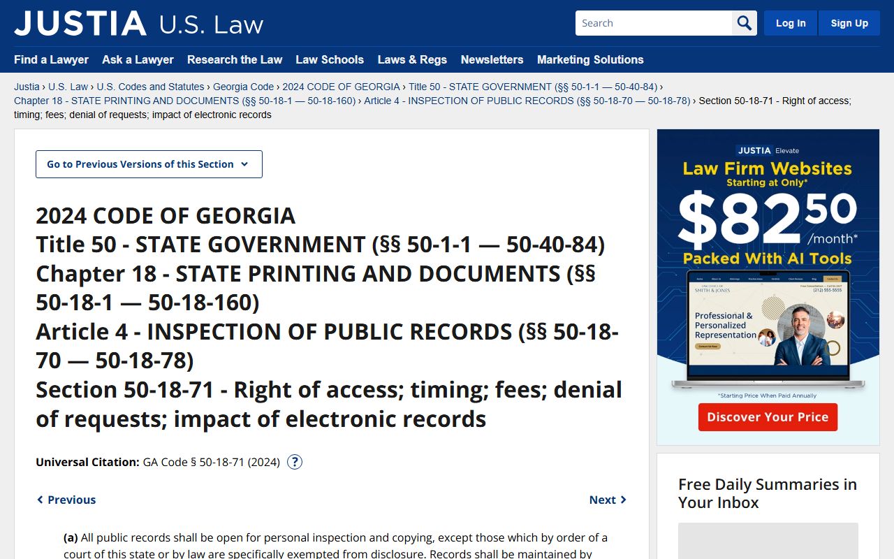 Barrow County court records Georgia inspection and fee statute