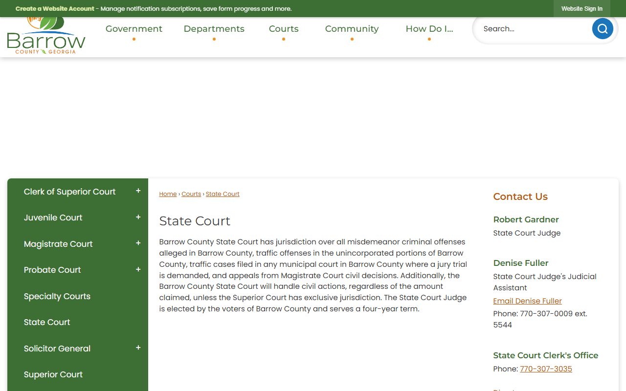 Barrow County court records State Court jurisdiction page