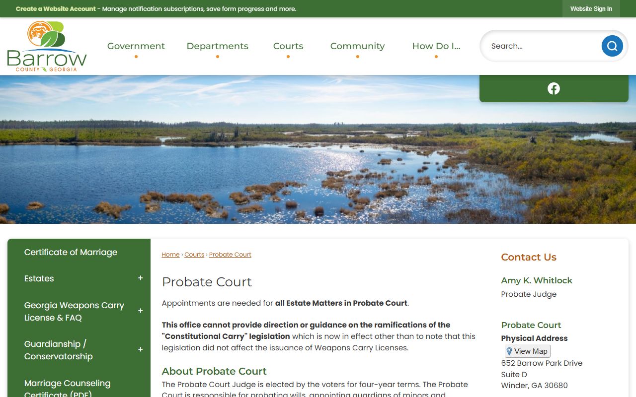 Barrow County probate court records page