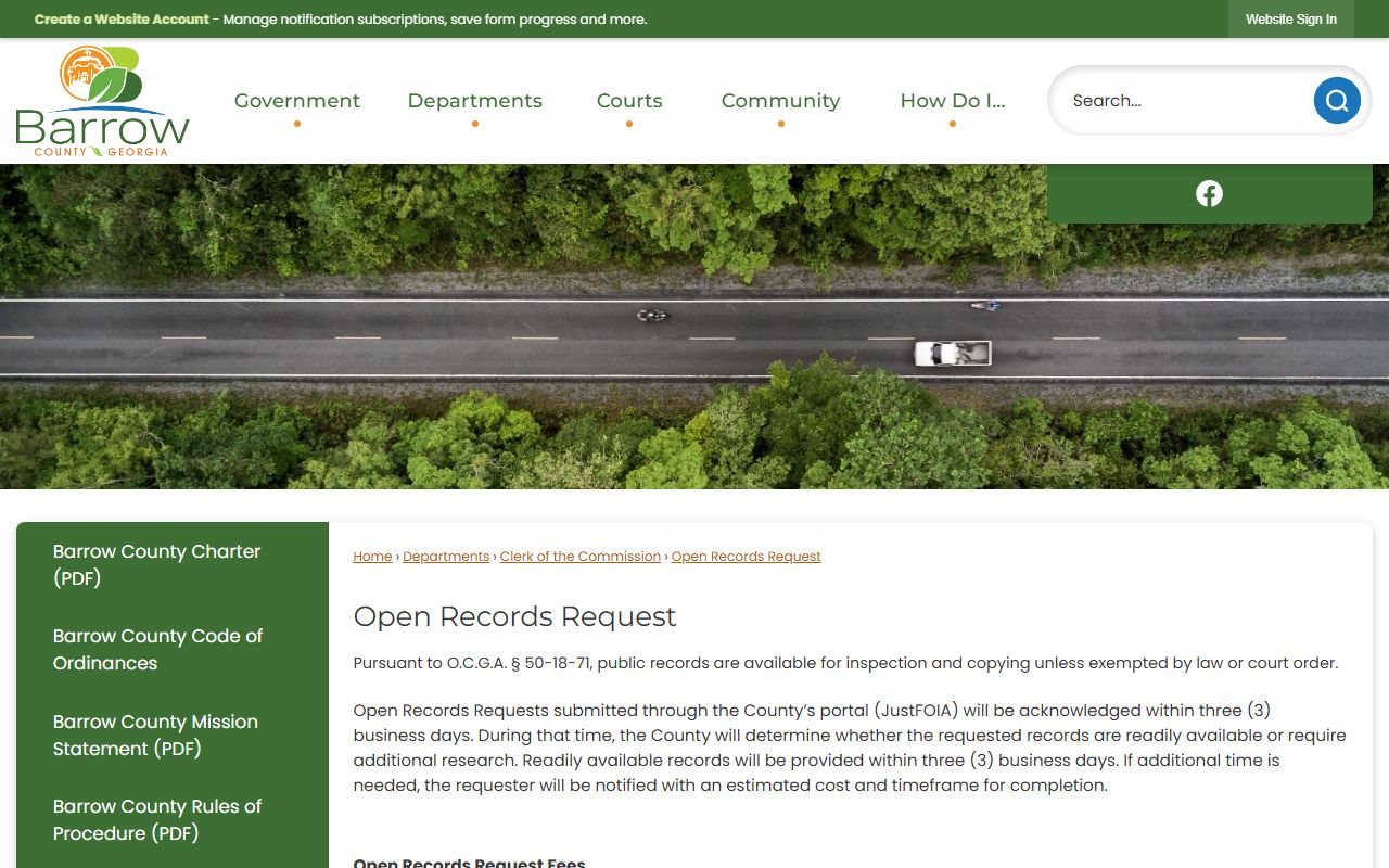 Barrow County court records open records request page