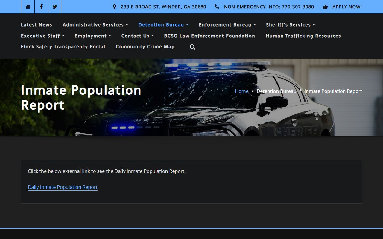 Barrow County inmate records sheriff inmate population report