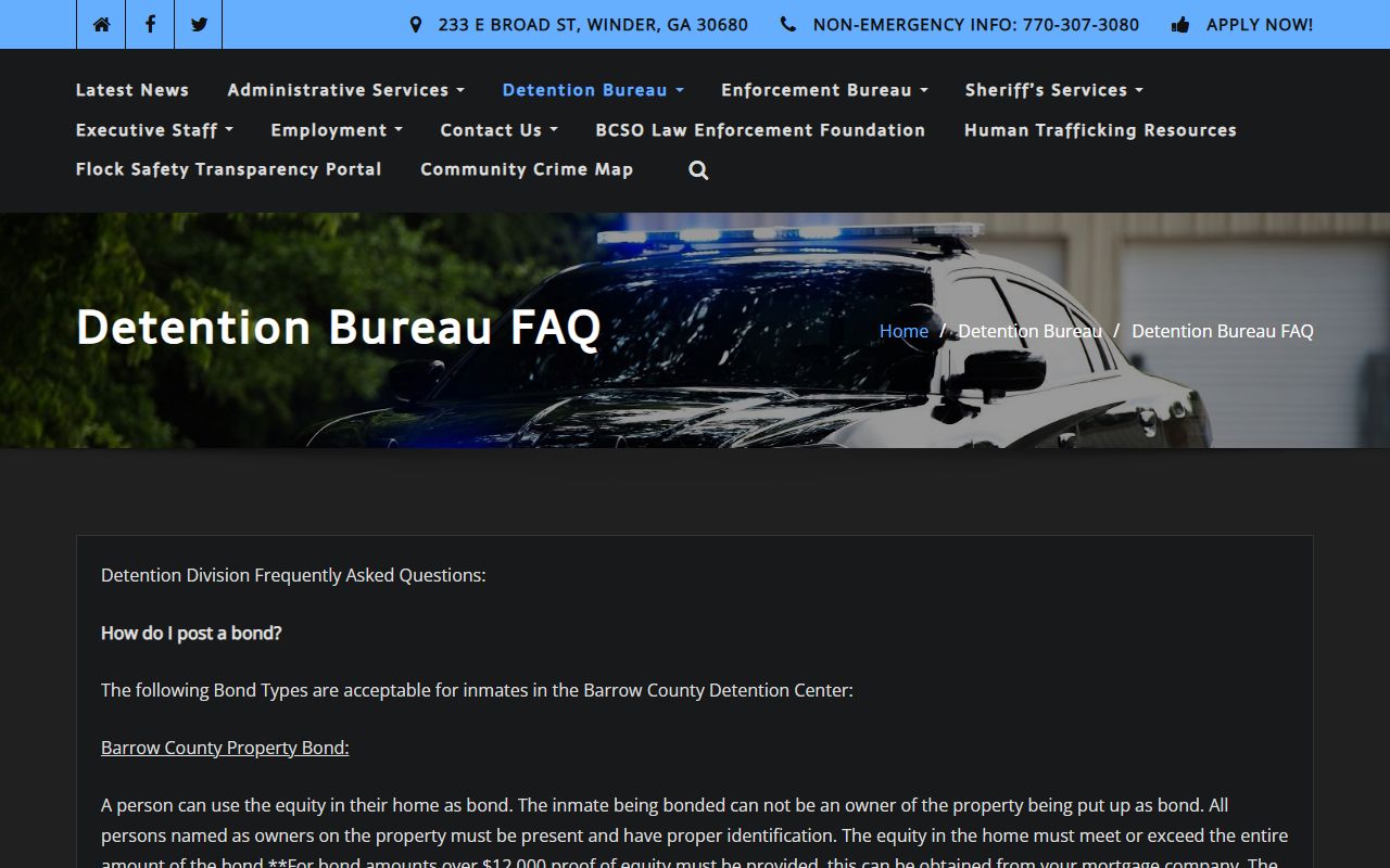 Barrow County inmate records jail commissary deposit FAQ