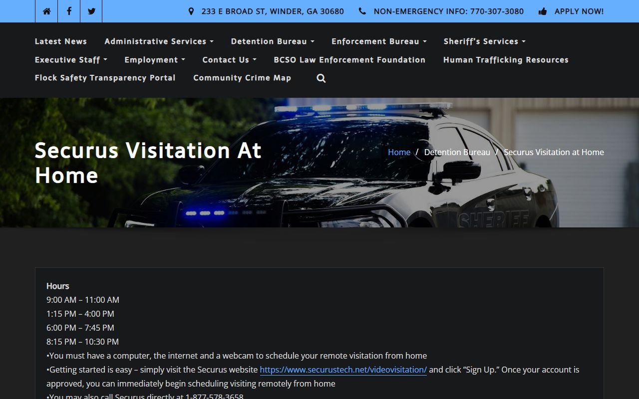 Barrow County inmate records Securus remote video visitation