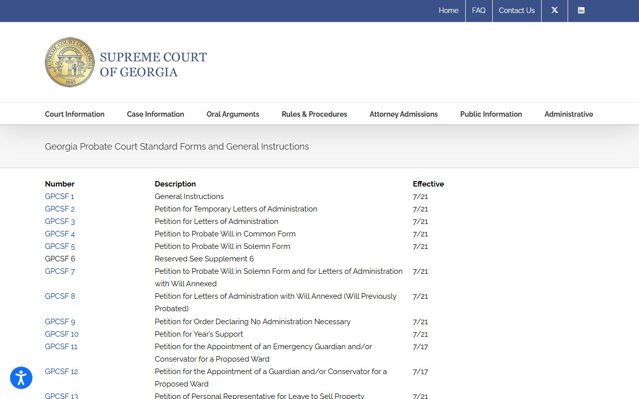 Barrow County probate records Georgia probate standard forms