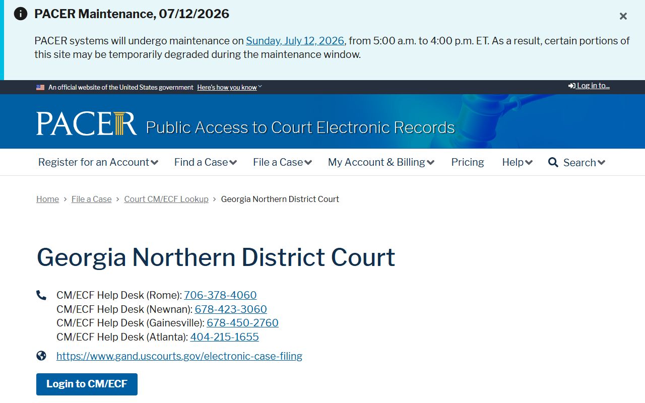 Barrow County warrant records PACER Northern District lookup